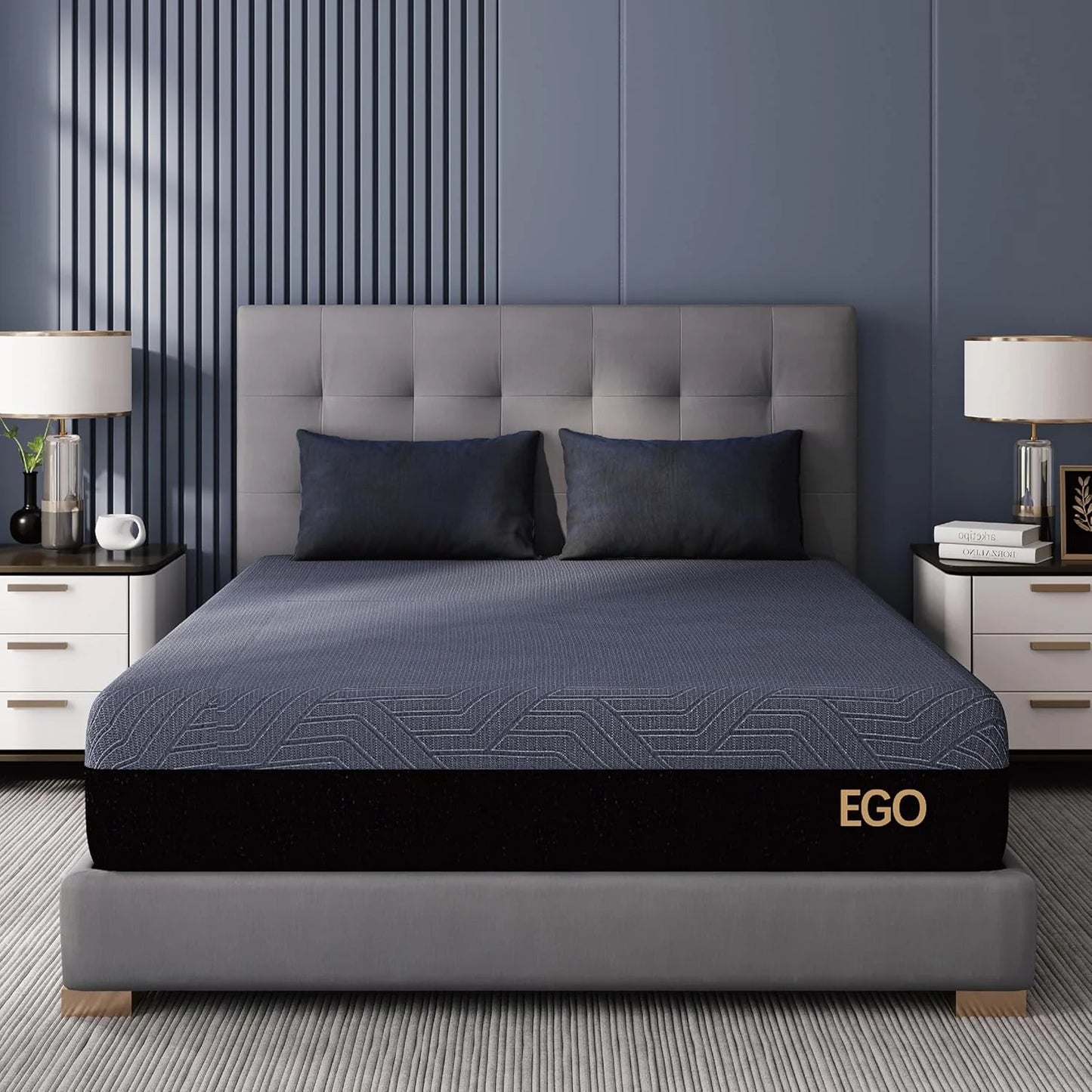 S14 Inch King Size Memory Foam Mattress for Back Pain, Cooling Gel Mattress Bed in a Box, Made in USA, CertiPUR-US Certified, Therapeutic Medium Mattress, 76x80x14 Black