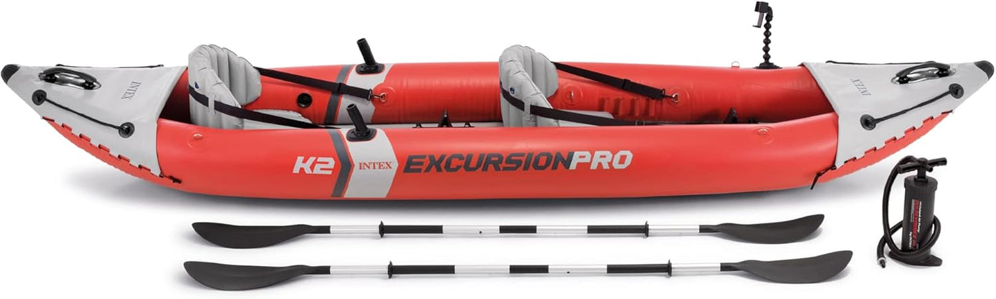 Excursion Pro Inflatable Kayak Set and Accessory Kit, Air Pump, and Carry Bag for Lakes and Rivers