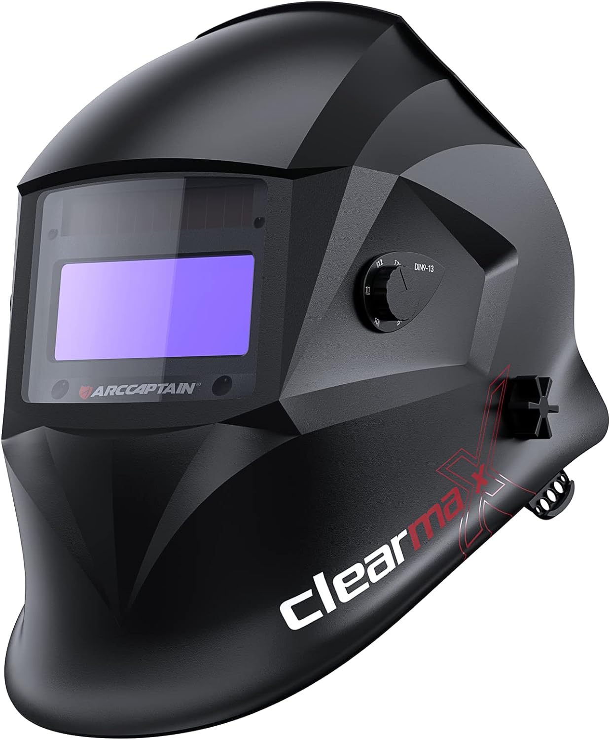 Welding Helmet Auto Darkening, True Color Solar Powered Welding Mask with 4 Arc Sensor, 1/1/1/1 Optical Clarity and Adjustable Shade 4/9-13 Welder Helmet