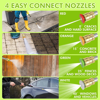 Electric high-pressure cleaning machine, foam sprayer, 4 quick-connect high-pressure nozzles, 2400 pounds/square inch 2.4 gallons/minute powerful cleaning machine, high-pressure cleaning equipment for