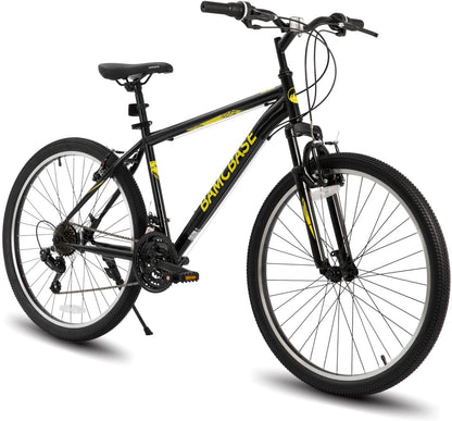 26/27.5 Inch Mountain Bike, Mens Womens MTB with 21 Speeds, High-Tensile Steel Frame, V Brake, Hardtail Bicycle for Adults