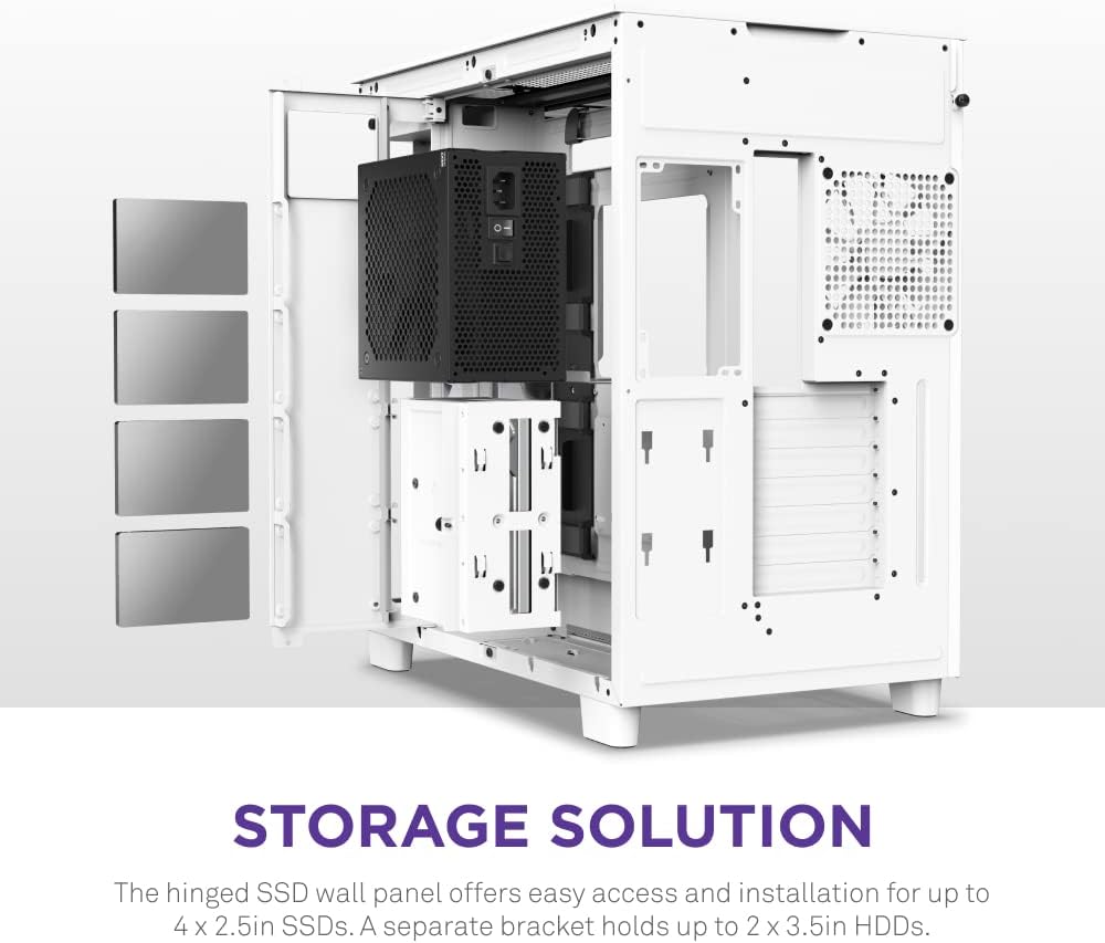 H9 Flow Dual-Chamber ATX Mid-Tower PC Gaming Case – High-Airflow Perforated Top Panel – Tempered Glass Front & Side Panels – 360mm Radiator Support – Cable Management – White
