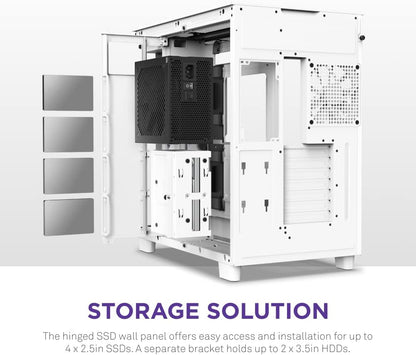 H9 Flow Dual-Chamber ATX Mid-Tower PC Gaming Case – High-Airflow Perforated Top Panel – Tempered Glass Front & Side Panels – 360mm Radiator Support – Cable Management – White