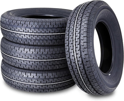 Libra Trailer Parts set of 4 Heavy Duty Trailer Tires ST205/75R15 205 75 15 10-Ply Load Range E Steel Belted Radial w/Scuff Guard