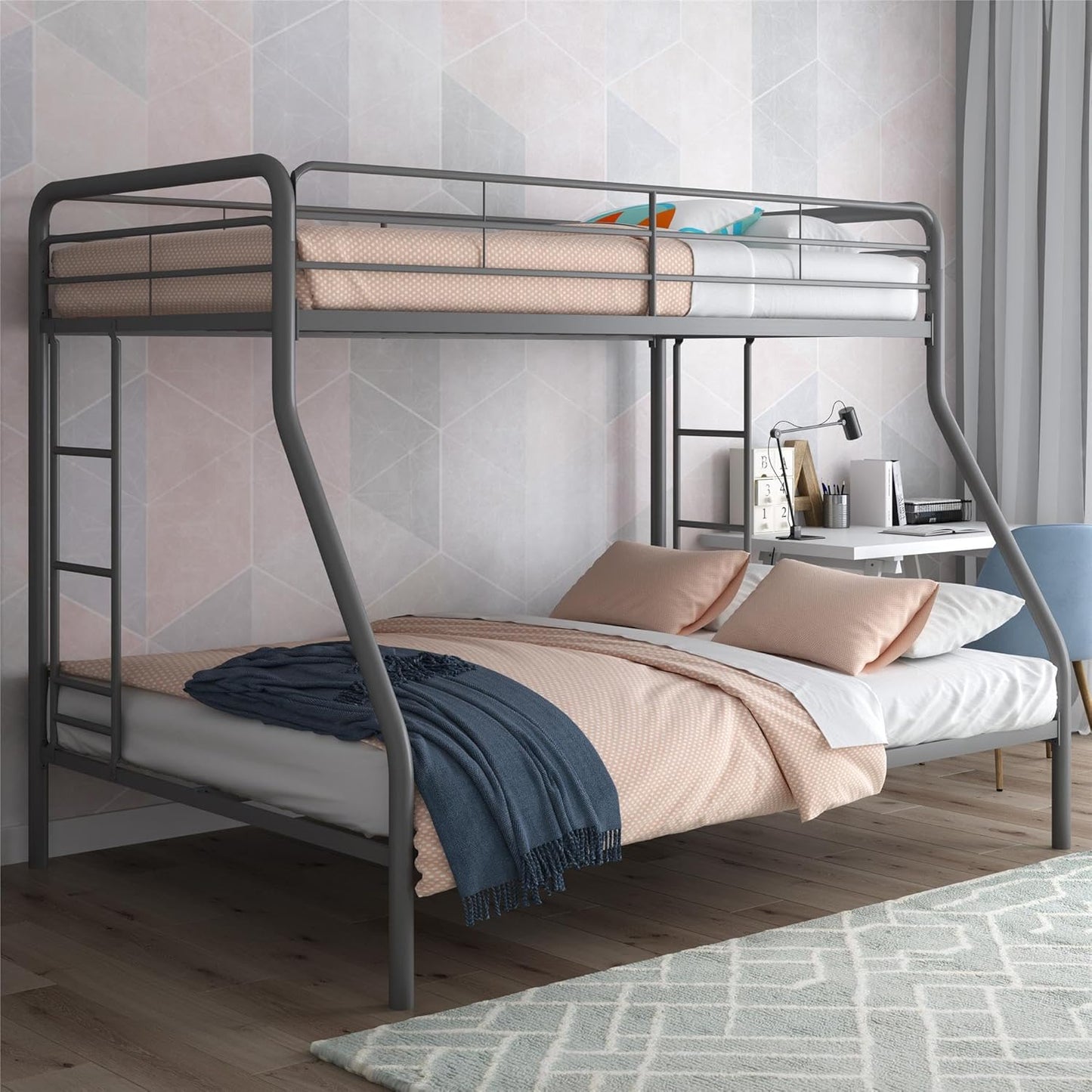 DHP Dusty Twin Over Full Metal Bunk Bed, Off White