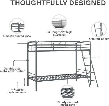 DHP Dusty Twin Over Full Metal Bunk Bed, Off White