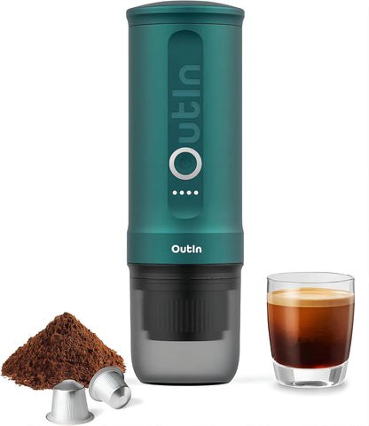 Nano Portable Electric Espresso Machine, Travel Coffee Maker for Camping, Car Coffee Maker Self-Heating with USB-C, With Ground Coffee & NS Capsule for RV, Hiking, Office