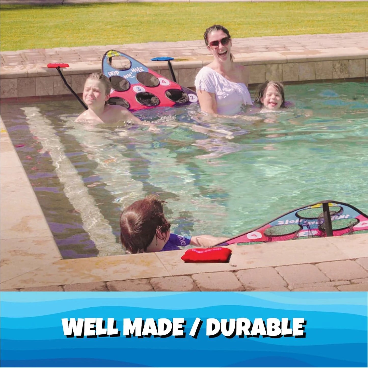 Fun Pool Game for Adults and Family | Stonne Skipping Meets Swimming Pool Cornhole Game Floating | Fun For All Ages, Easy Setup, Well Made | Portable Water and Lake Toy |