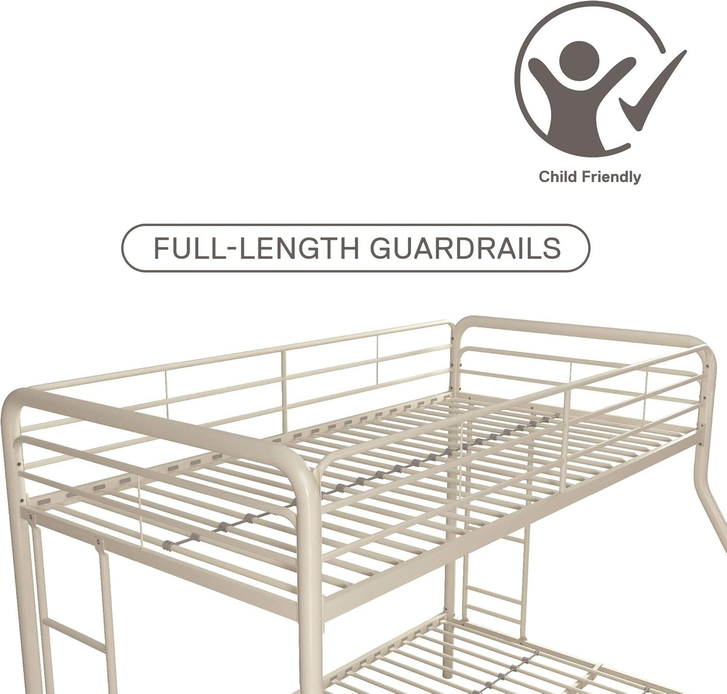 DHP Dusty Twin Over Full Metal Bunk Bed, Off White