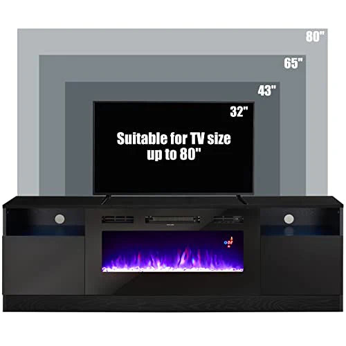 Fireplace TV Stand with 36" Electric Fireplace, LED Light Entertainment Center