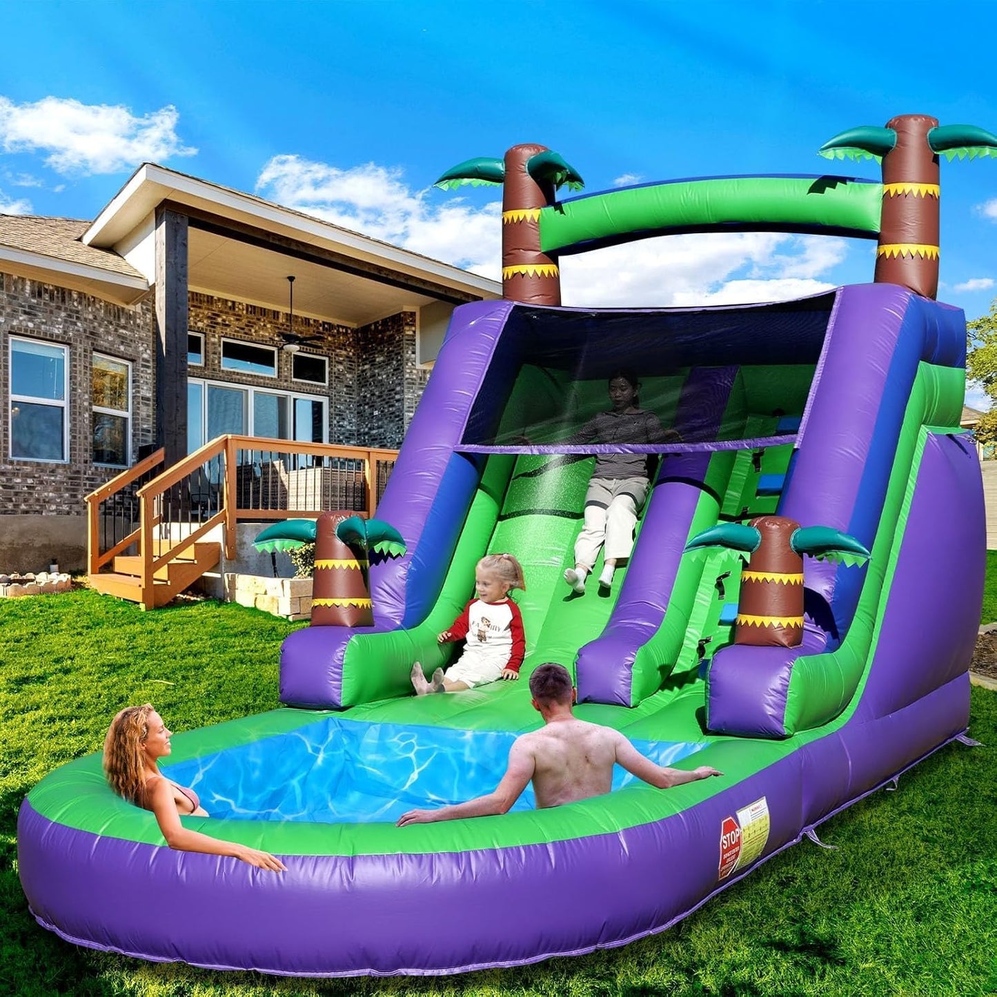 21FT(L) Commercial Grade Water Slide for Adults, (Heavy Duty Full PVC) (Big Splash Water Pool), 750w Blower, Inflatable Waterslide for Backyard, Outdoor Park, 21x9x12ft