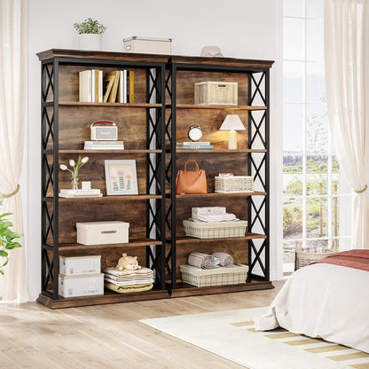 6-Tier Bookcase, 71 Inches Industrial Bookshelves, Floor Standing Display Storage Shelves Tall Bookcase for Home Office, Living Room