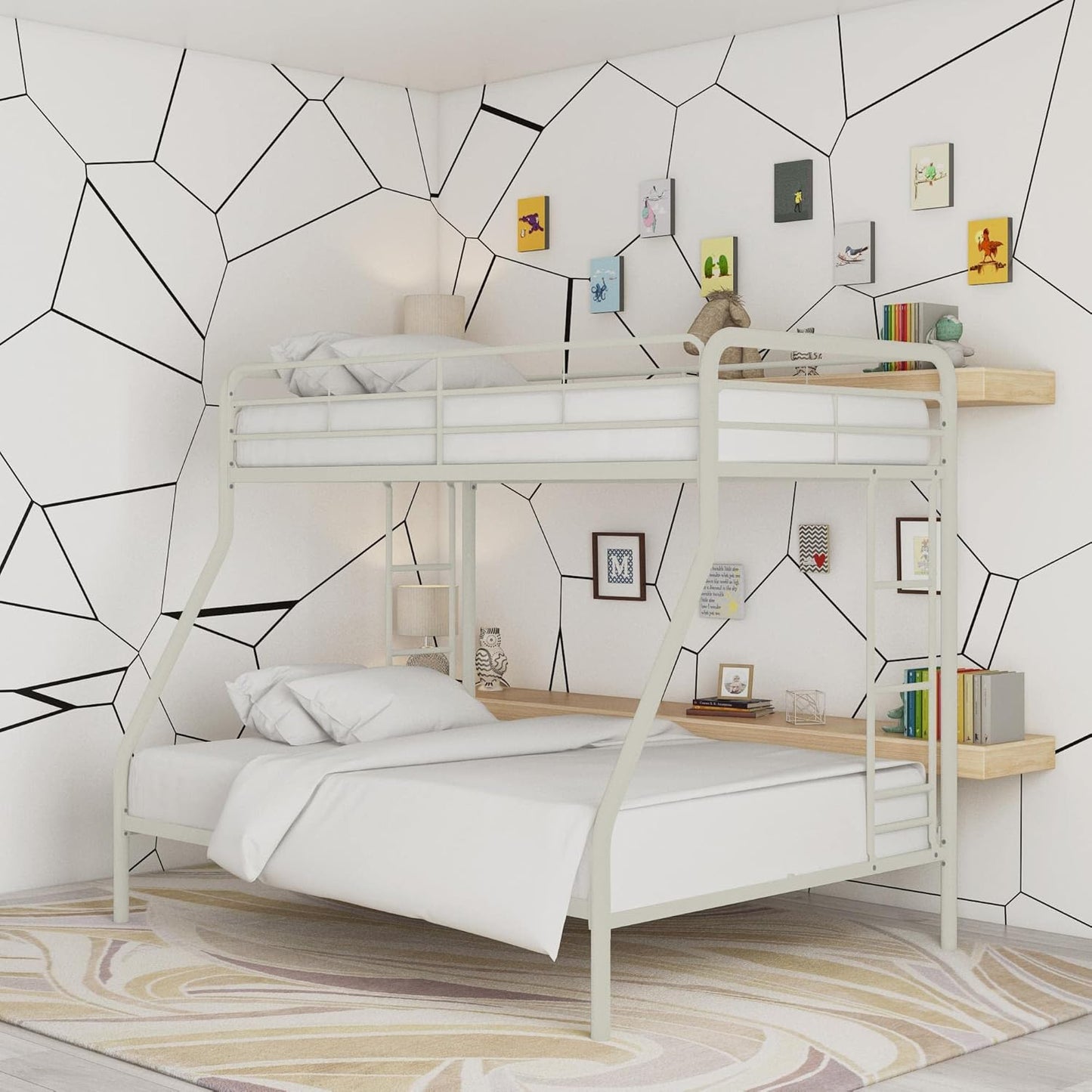 DHP Dusty Twin Over Full Metal Bunk Bed, Off White