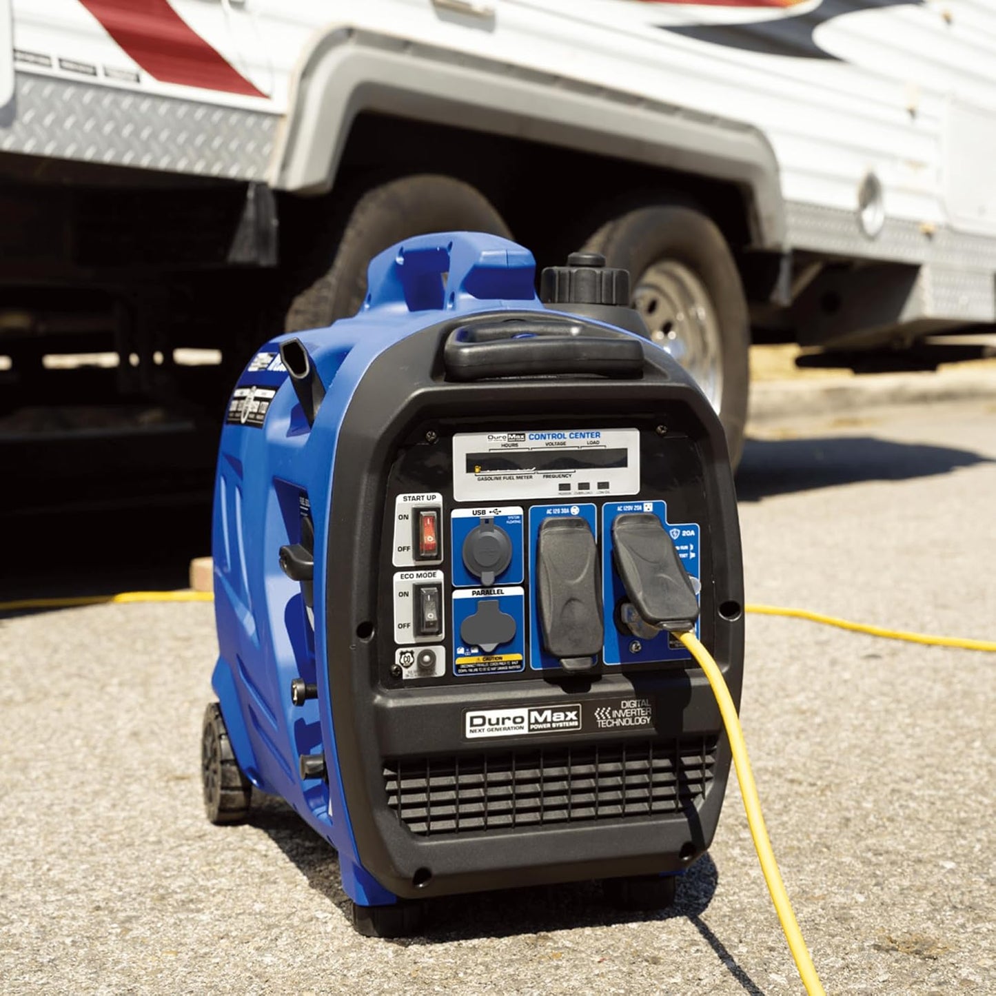 2300-watt dual-fuel portable digital inverter generator - Dual fuel (gasoline and propane), suitable for RVs and emergency use