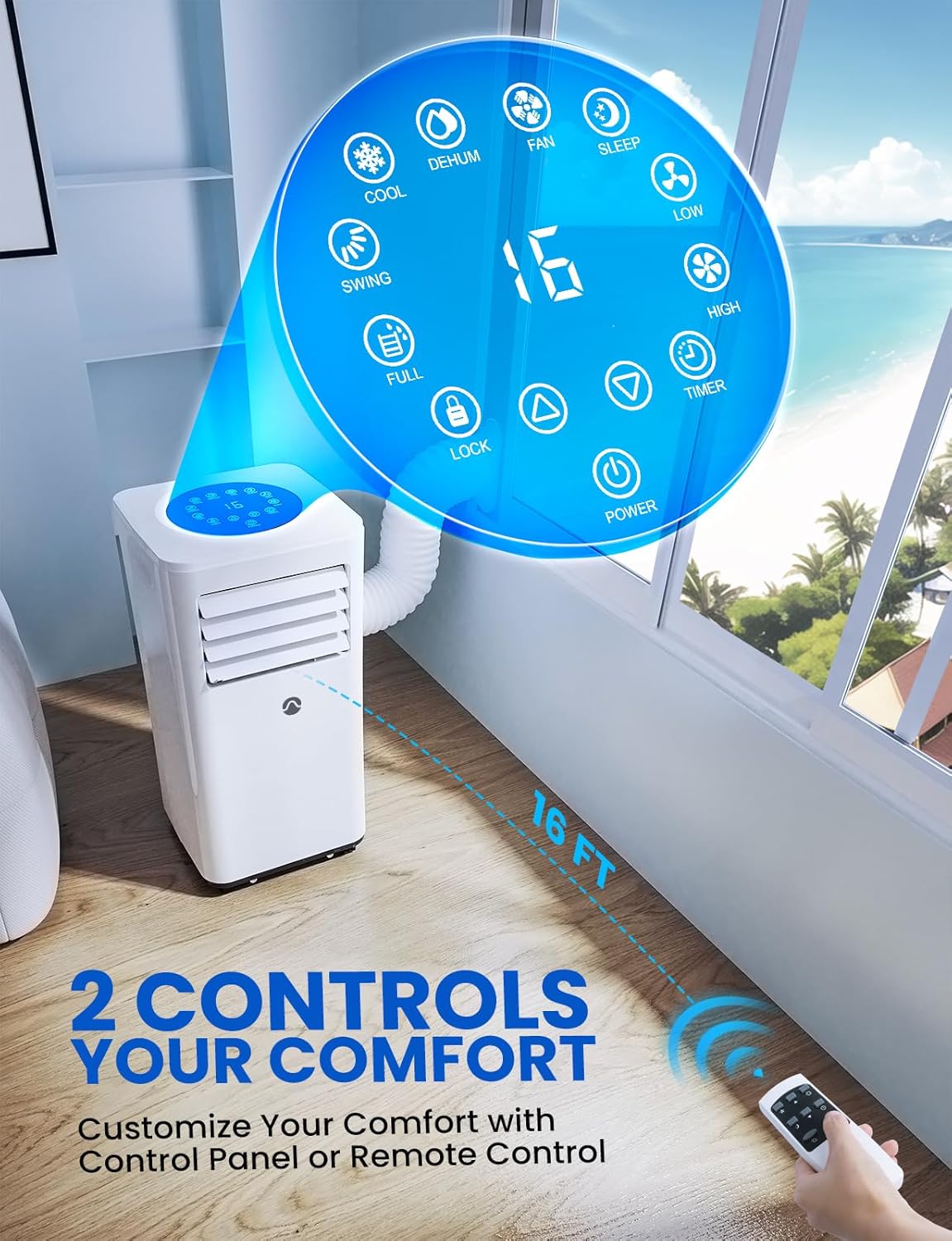 Portable Air Conditioners, 10000 BTU Air Conditioner Portable for Room up to 450 Sq. Ft., 3-in-1 Portable AC Unit with Digital Display, Remote Control, Window Installation Kit, 24H Timer, Sleep Mode