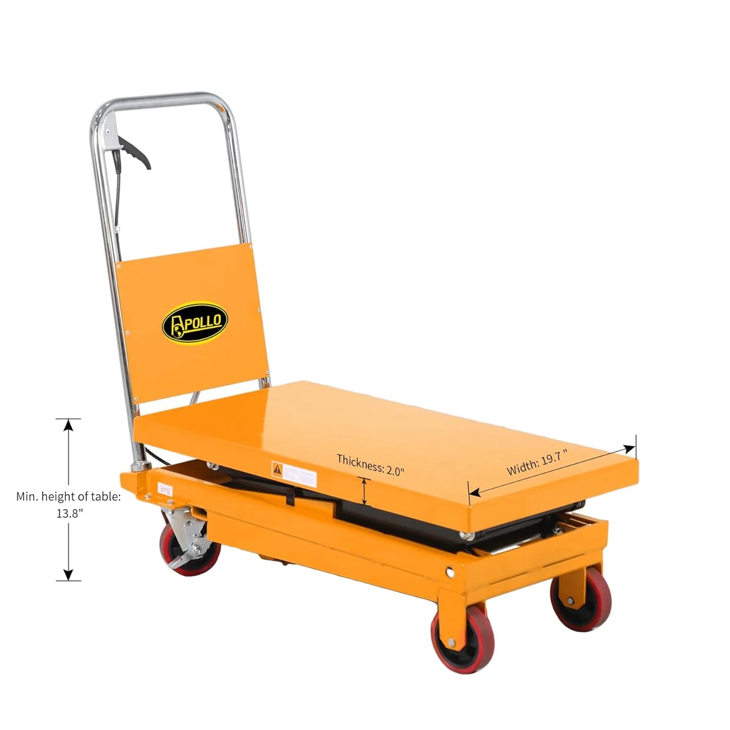 Hydraulic Lift Table Cart – 770 lbs Capacity, 51" Max Height, Double Scissor Lift with Safety Guard & 4 Wheels