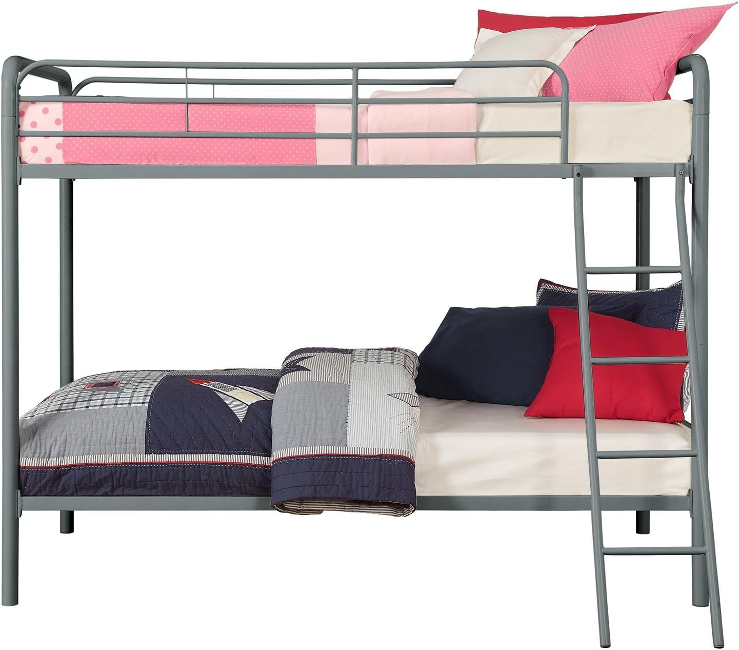 DHP Dusty Twin Over Full Metal Bunk Bed, Off White