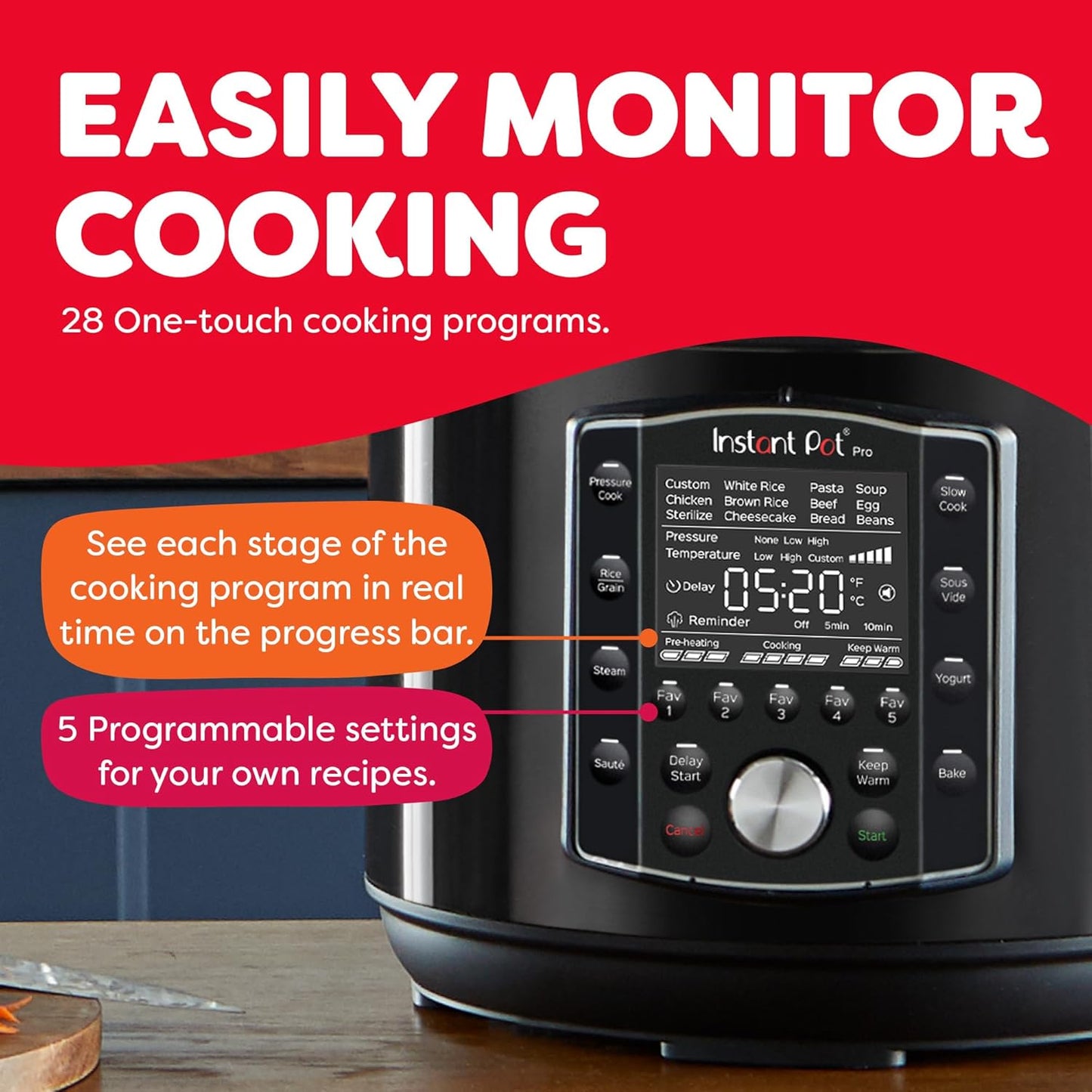 10-in-1 Pressure Cooker, Slow Cooker, Rice/Grain Cooker, Steamer, Sauté, Sous Vide, Yogurt Maker, Sterilizer, and Warmer, Includes App With Over 800 Recipes, Black