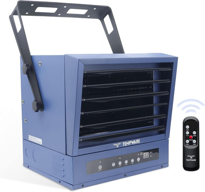 Electric Garage Heater, 7500-Watt Digital Fan-Forced Ceiling Mount Shop Heater with Full-Function Remote, 240-Volt Hardwired 12-Hour Timer, Ideal for Workshop Blue