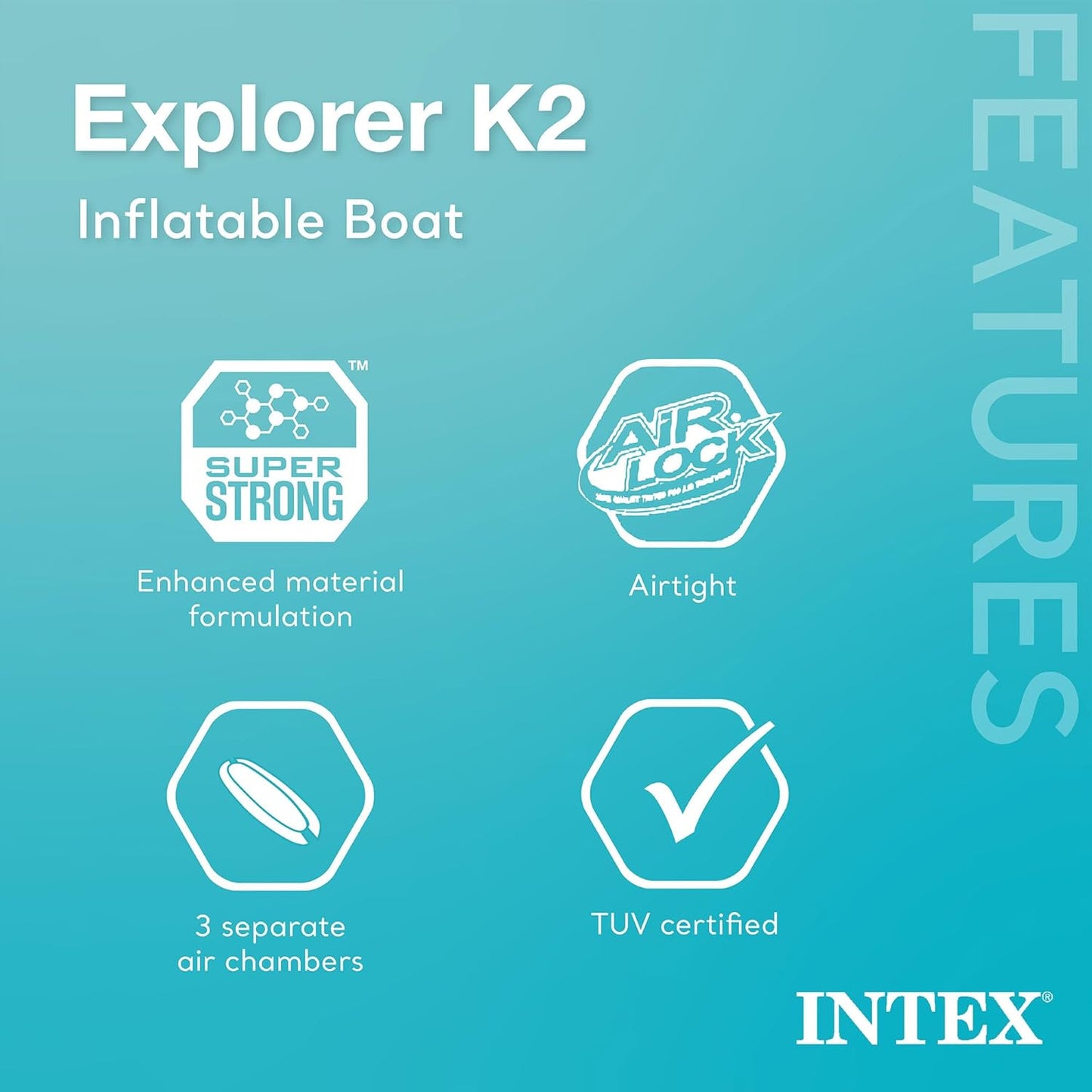 Explorer K2 Inflatable Kayak Set: Includes luxurious 86-inch aluminum paddle and high-output pump - extremely durable PVC material - adjustable seat with backrest - suitable for two people - maximum weight capacity 400 pounds