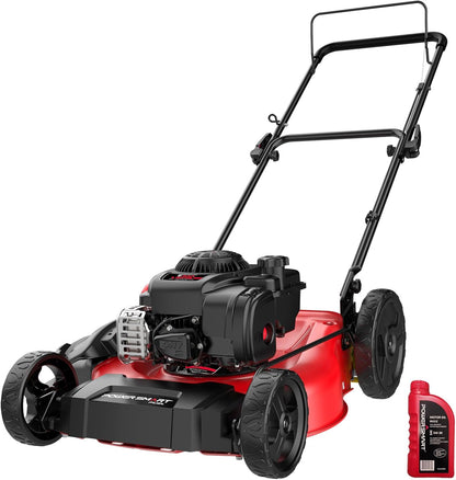 21" 2-in-1 Push Lawn Mower, 125cc Engine, Adjustable Cutting Height, Lightweight, Easy Assembly