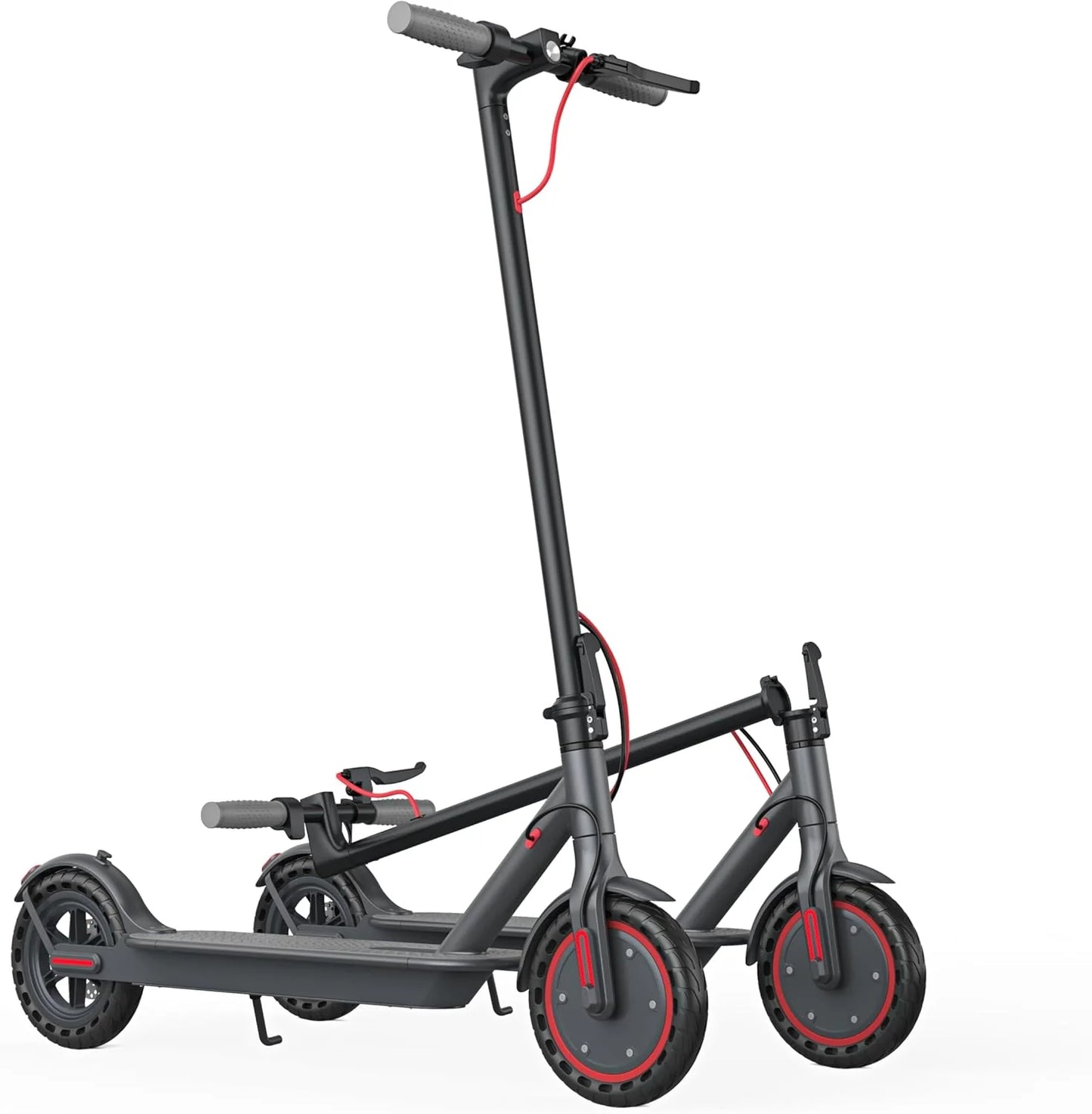 Electric Scooter - 8.5" Solid Tires, 350W Motor, Up to 19 MPH and 21-23 Miles Long-Range Portable Foldable Commuting Scooter for Adults with Double Braking System and App