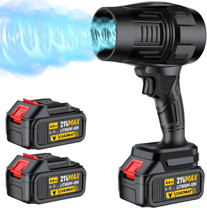Electric Cordless Leaf Blower, Handheld Electric Leaf Blower, Mini Jet Dry Blower Fan with 2 Packs 2.6Ah Batteries and Charger, Violent Turbo Jet Blower for Lawn, Patio, Outdoors, Car, Home