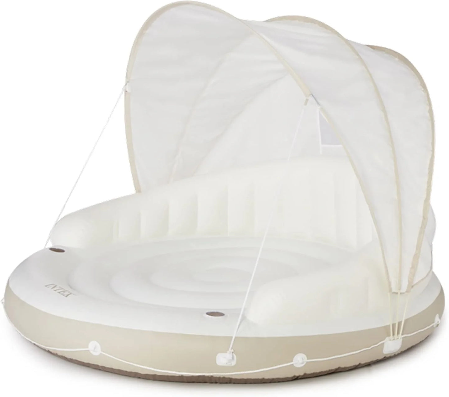 Canopy Island Inflatable Pool Float: Comfortable Lounge Surface – Built-in Cup Holders – Detachable Sunshade – 440lb Max Weight Capacity – 78.5" x 59"