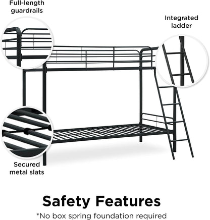 DHP Dusty Twin Over Full Metal Bunk Bed, Off White