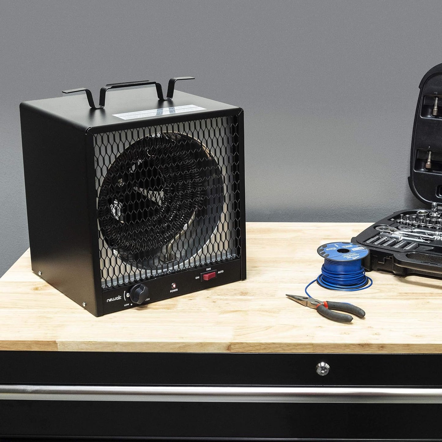 240v Portable Electric Garage Heater, Industrial Strength with Internal Thermostat and Carrying Handle, Heats 600 sq. ft. with 6-30R Plug, Perfect for Garages, Workshops and More