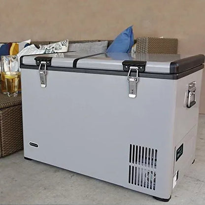 FM-65G 65 Quart Portable Refrigerator and Deep, AC 110V/ DC 12V, Real Chest Freezer for Car, Home, Camping, and RV with-8掳F to 50掳F Temperature Range, Gray, One Size