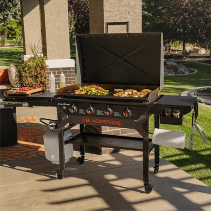 Iron-Forged 36" Omnivore Griddle – Premium Powder-Coated Steel with Reinforced Hood, Black Finish