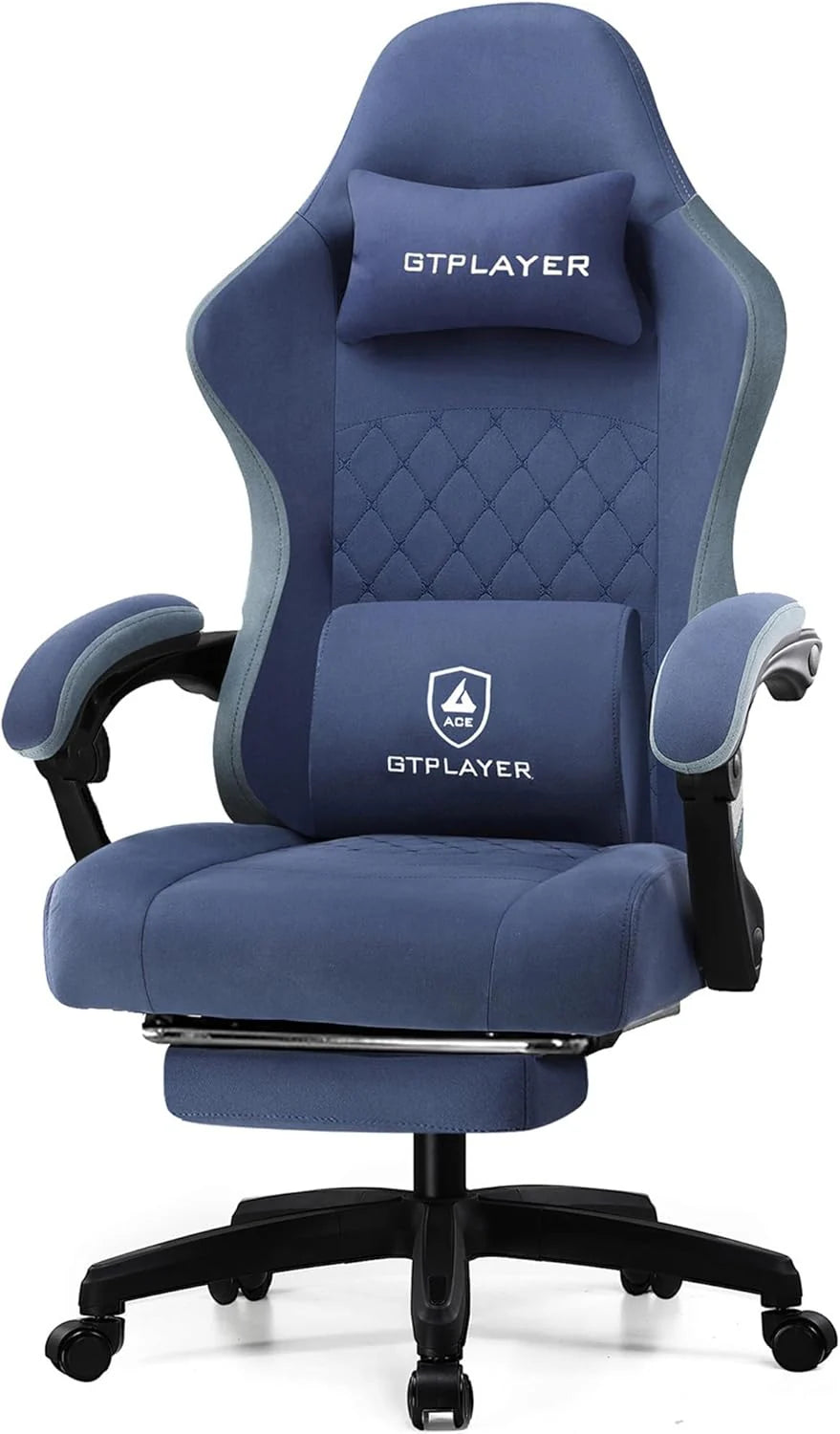 Gaming Chair, Computer Office Chair with Pocket Spring Cushion, Linkage Armrests and Footrest, High Back Ergonomic Computer Chair with Lumbar Support Task Chair with Footrest