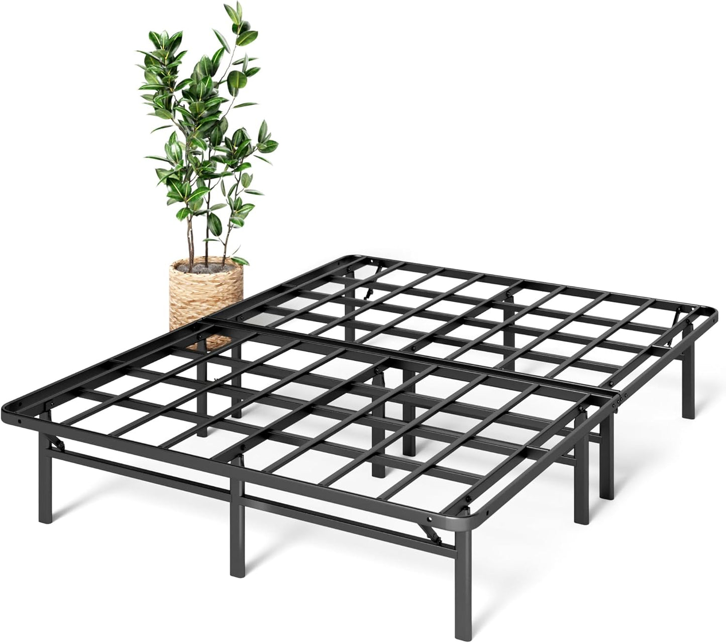 Queen Bed Frame - 14 in SmartBase Elite Metal Bed Frame with Steel Slat Support, Box Spring Replacement, Tool-Free Assembly - Super Heavy Duty Platform Bed Frame with Underbed Storage Space, Queen Size