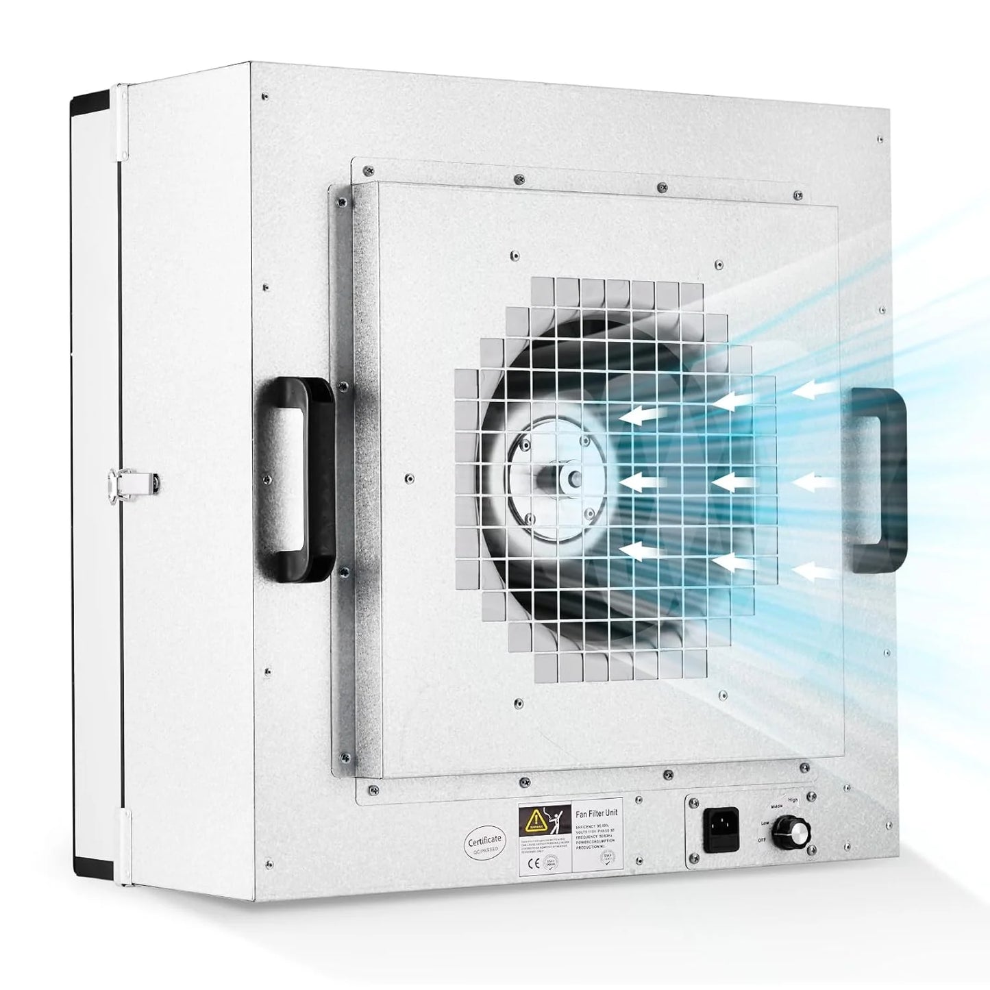 Laminar Flow Hood, H-14 HEPA Filter with Safety Locks, Class 100/ ISO Class 5 Cleanliness, Fan Filter Unit 22.6x22.6in Flow Hood Mycology/Clean Room/Laboratory 110V