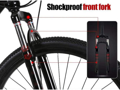 21-Speed Men's Mountain Bike Double Disc Brake 29 Inches All-Terrain City Bikes Adults Only Outdoor Cycling Hard Tail Front Suspension,C