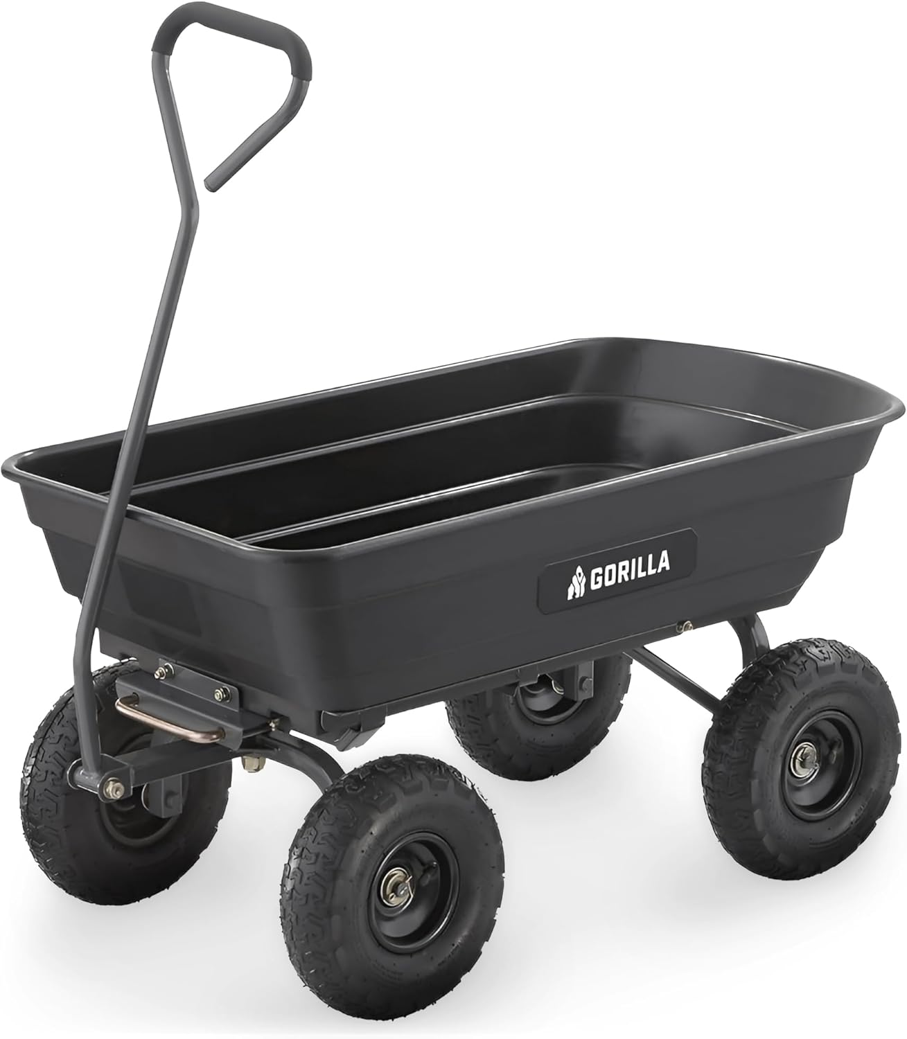 Heavy-duty multi-purpose garbage transfer cart garden cart, equipped with pneumatic tires, capacity 4 cubic feet - 600 pounds load capacity, outdoor wheeled cart, suitable for garden, gardening and landscaping work.