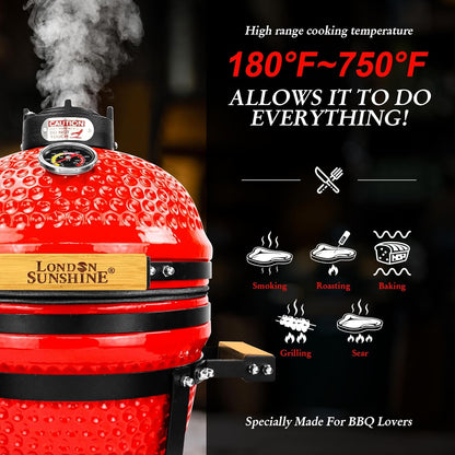 13-inch ceramic Kamodo charcoal barbecue grill - red