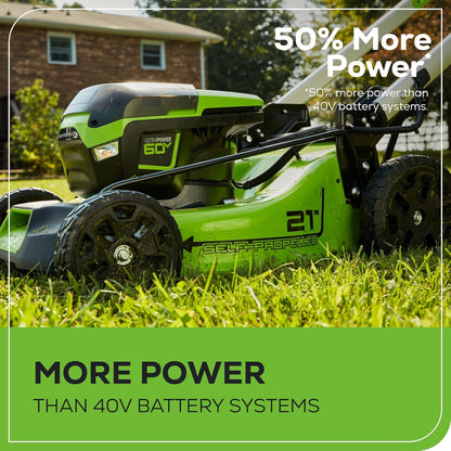 60V 21-inch self-propelled cordless lawn mower, brushless motor, LED lights, including 2 sets of 4.0 Ah batteries and a fast dual-port charger (compatible with 75 tools, running time 45 minutes)