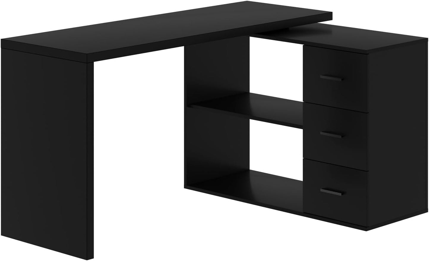 L Shaped Desk with Drawers Shelves, Corner Home Office Desk with Storage Cabinet, Large Wood Computer Desk for PC Executive Work Writing Study, Modern Living Room Bedroom Table,White Oak,60 in