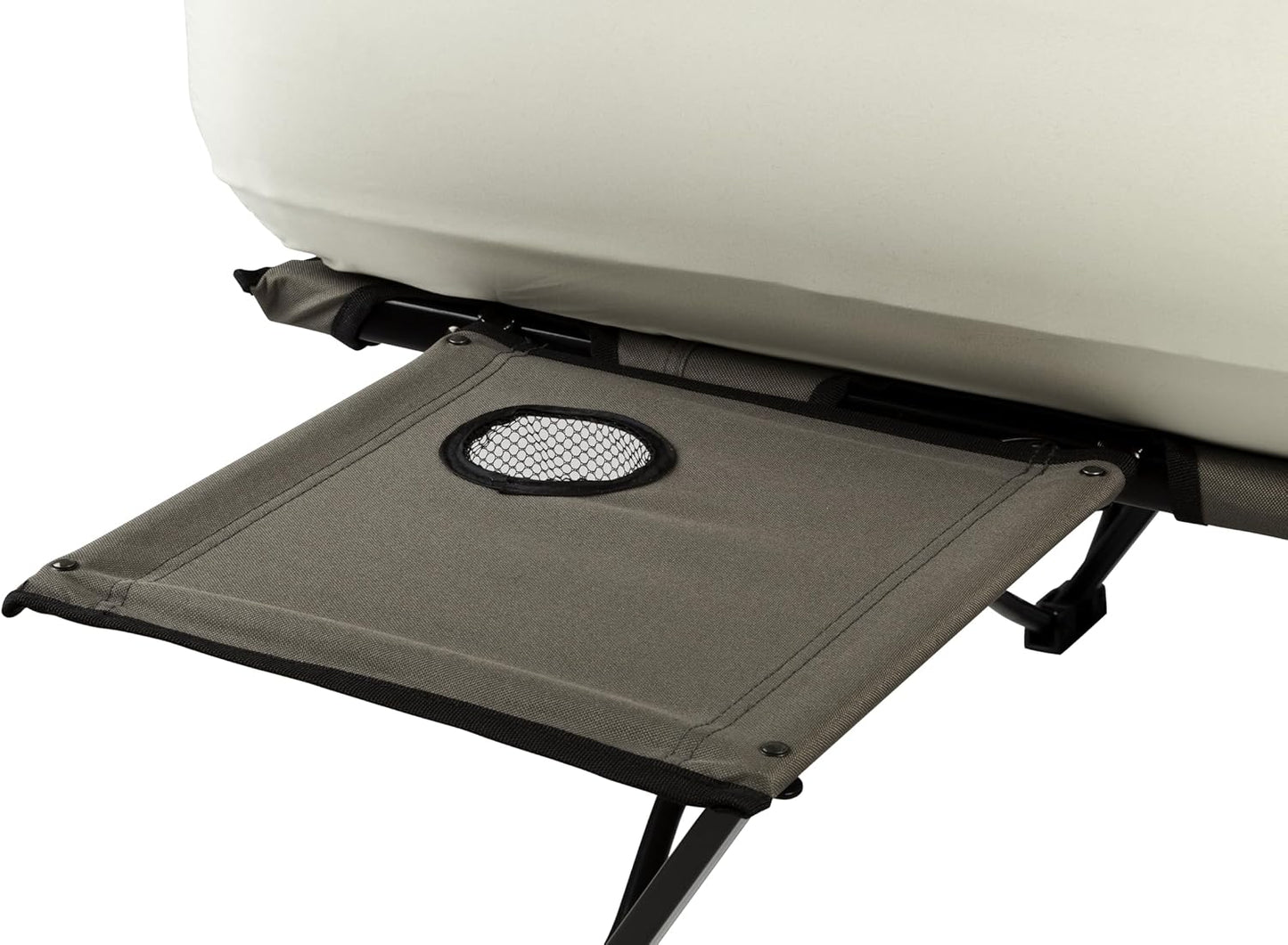 Camping bed, inflatable mattress and air pump set | Foldable camping bed and inflatable bed, equipped with side table and battery-powered air pump