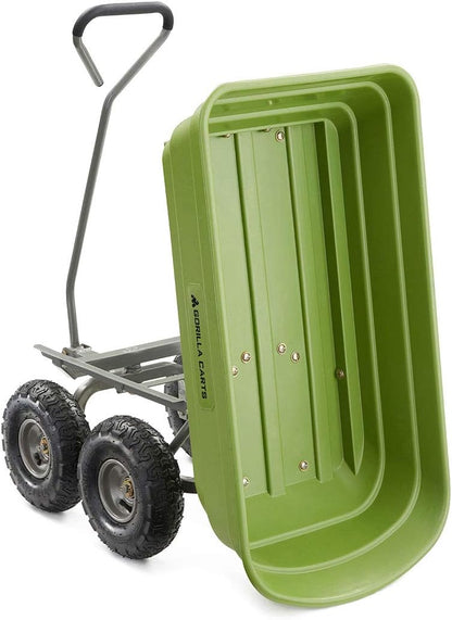 Heavy-duty multi-purpose garbage transfer cart garden cart, equipped with pneumatic tires, capacity 4 cubic feet - 600 pounds load capacity, outdoor wheeled cart, suitable for garden, gardening and landscaping work.
