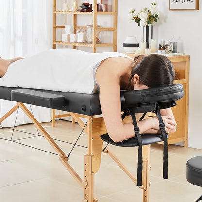Massage Table Lash Bed Portable Massage Spa Bed Beauty Tattoo Table Adjustable for Eyelash Tech Physical Therapy Couch, Black