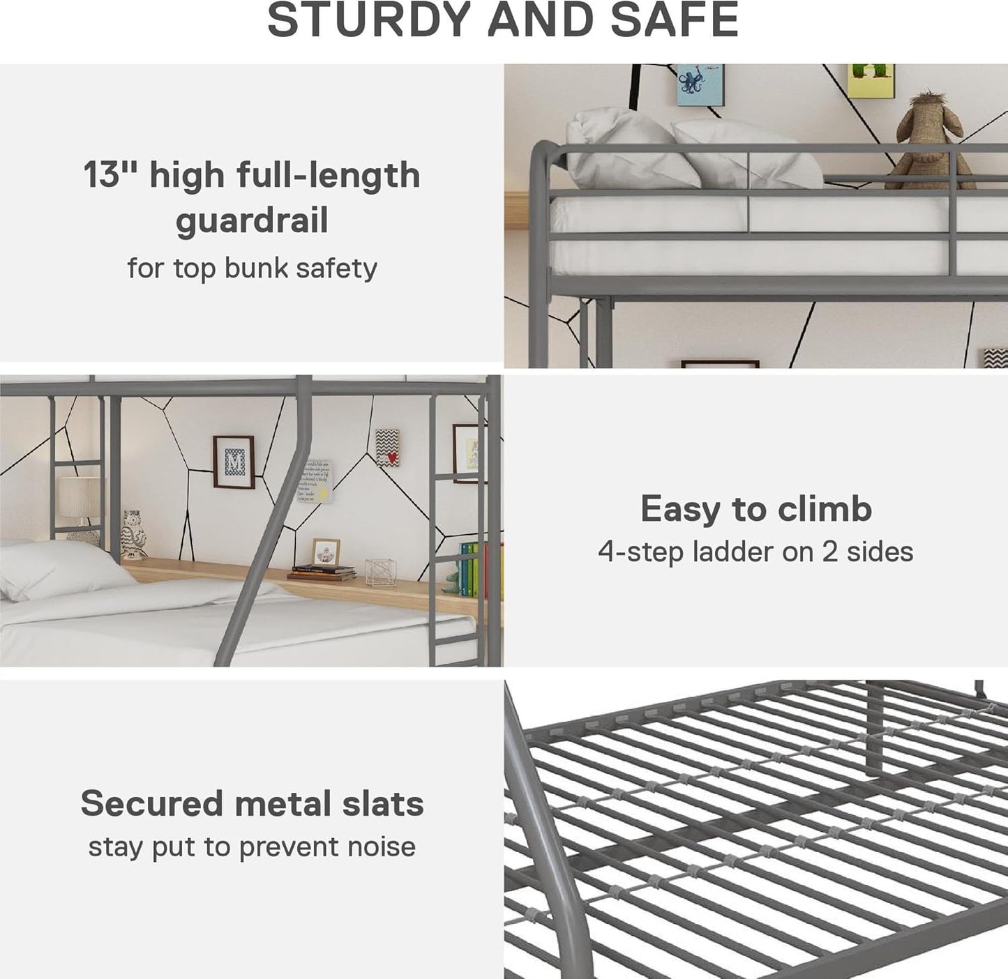 DHP Dusty Twin Over Full Metal Bunk Bed, Off White