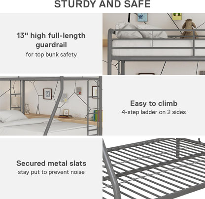 DHP Dusty Twin Over Full Metal Bunk Bed, Off White
