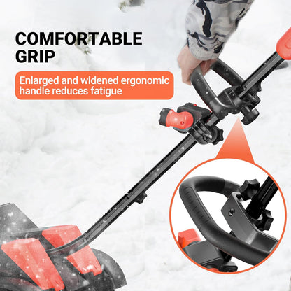 Cordless Snow Shovel with Wheels, 48V | 16-Inch | 4-Ah Brushless Cordless Snow Blower, Battery Snow Blower with Directional Plate & LED Lights (2 * 24V Battery & Dual Quick Charger Included)