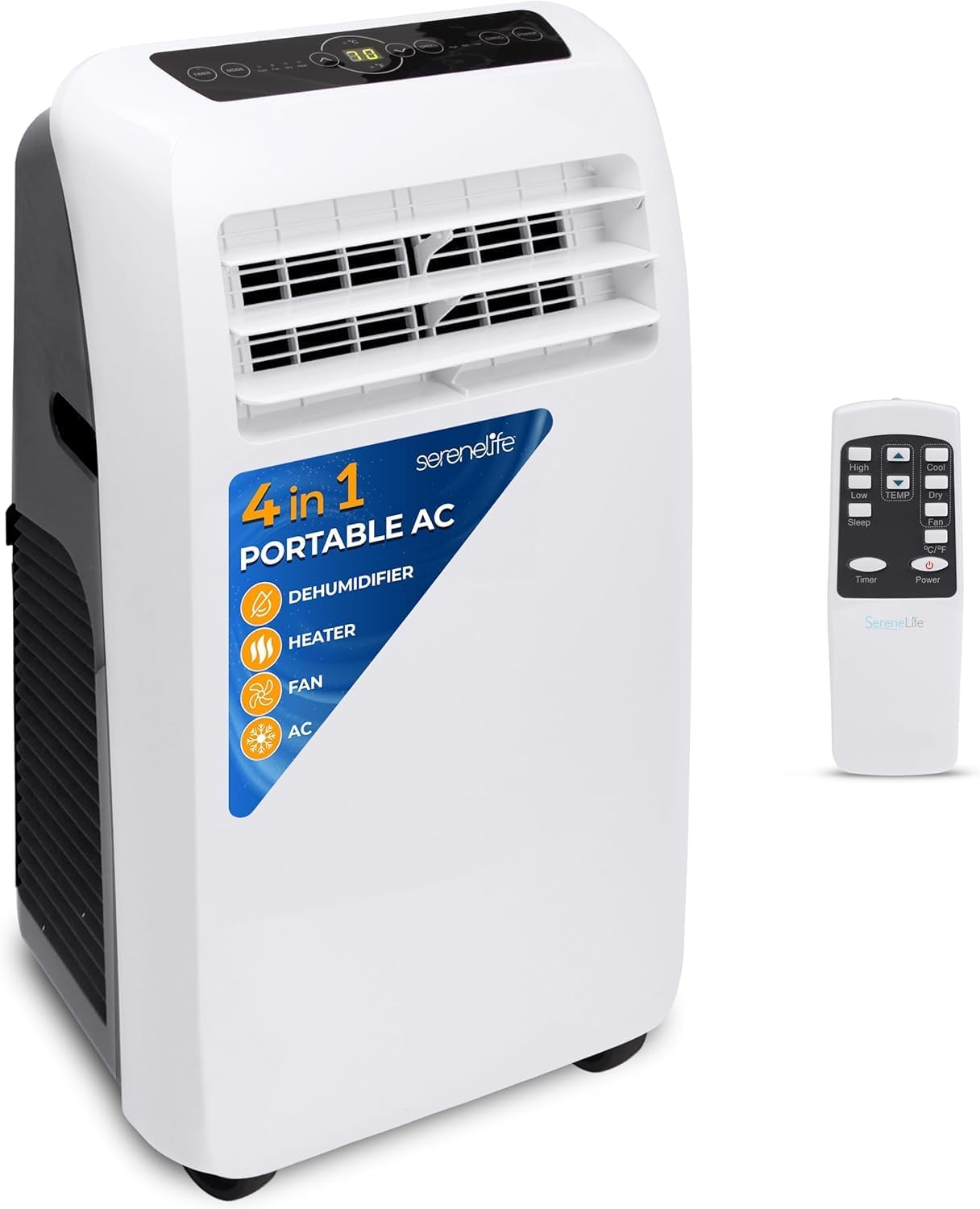 10,000 BTU Portable Air Conditioner– 4-in-1 AC Unit w/Cooling, Dehumidifier, Heater, & Fan– Includes Remote Control, Window Mount Kit, Quiet Operation, 24-Hour Timer