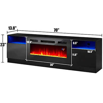 Fireplace TV Stand with 36" Electric Fireplace, LED Light Entertainment Center