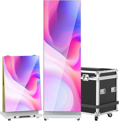 80" P1.86 Flexible Spliceable LED Poster Display – USB Plug-and-Play, Mobile & PC Remote Control, Digital Signage Advertising Screen (Silver, 1-Pack)