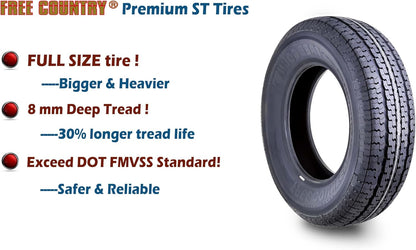 Libra Trailer Parts set of 4 Heavy Duty Trailer Tires ST205/75R15 205 75 15 10-Ply Load Range E Steel Belted Radial w/Scuff Guard
